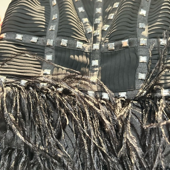 Bebe Black Studded Isis Feather Dress … - Picture 6 of 6